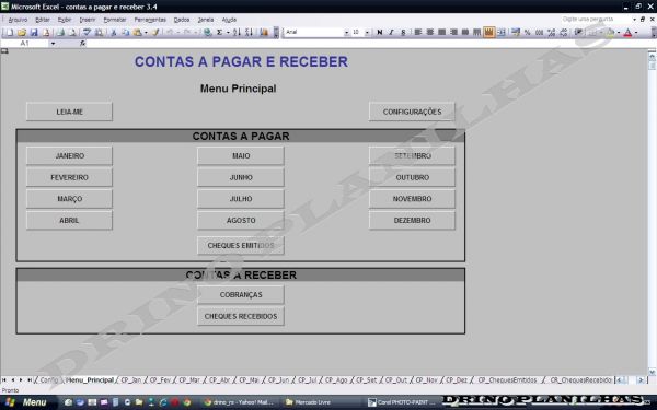 Planilha Contas a Pagar e Receber